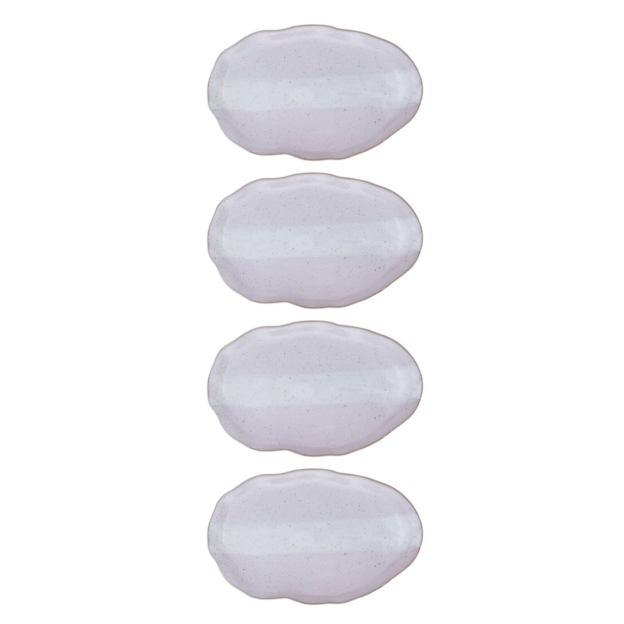Hello Honey® 7.75" Cream Stoneware Organic Shaped Plate, 4ct.